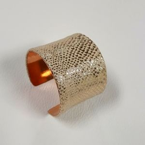 Metallic Gold/Snakeskin Print/ Faux Suede Cuff Bracelet/ Statement Bracelet 90's